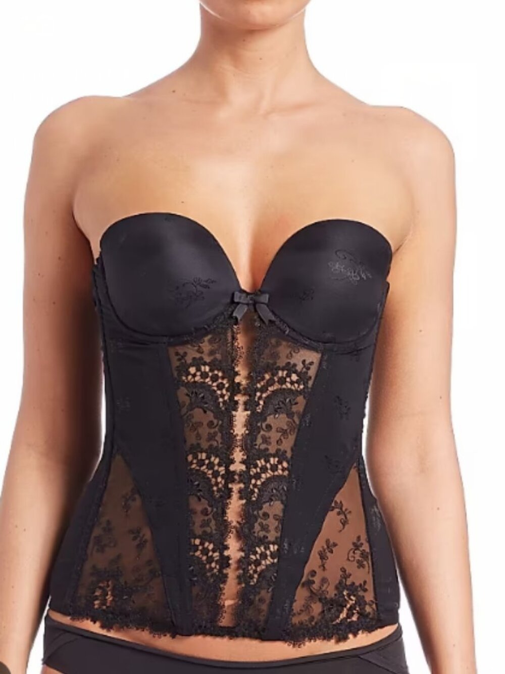 Simone Perele Black Lace Bustier Corset Lingerie 34B